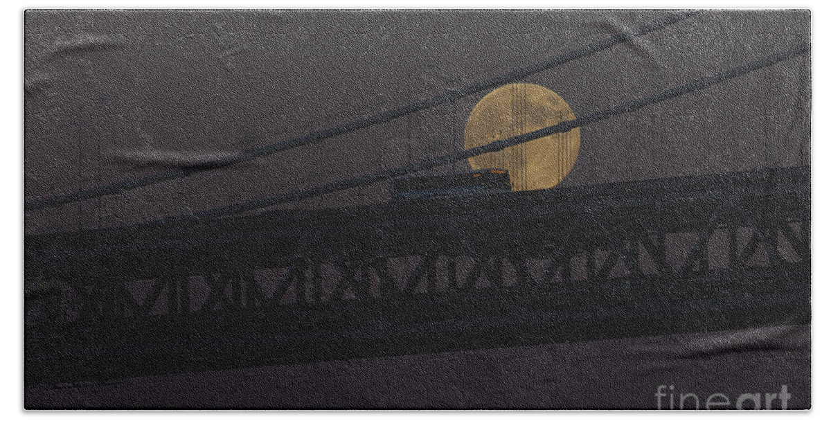 Kate Brown Beach Sheet featuring the photograph Moon Bridge Bus by Kate Brown