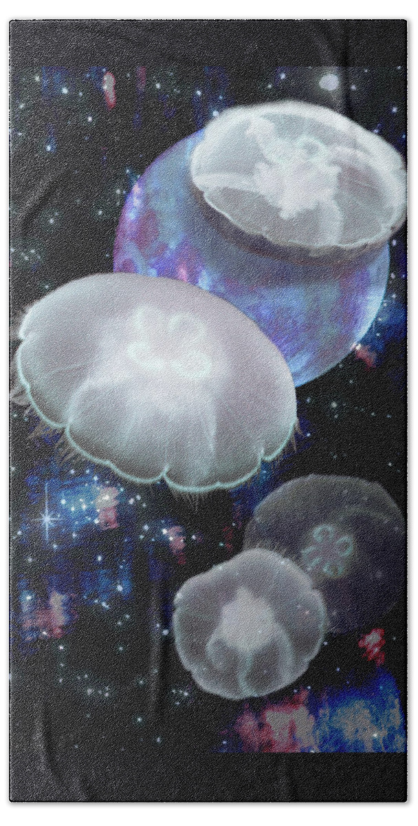Moon Jellies Beach Towel featuring the digital art Moon Jellies 2 by Lisa Yount