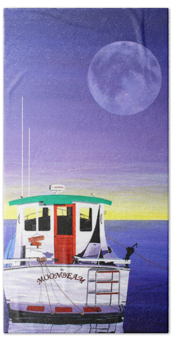 Seascape Beach Towel featuring the painting Moonbeam by Wilfrido Limvalencia