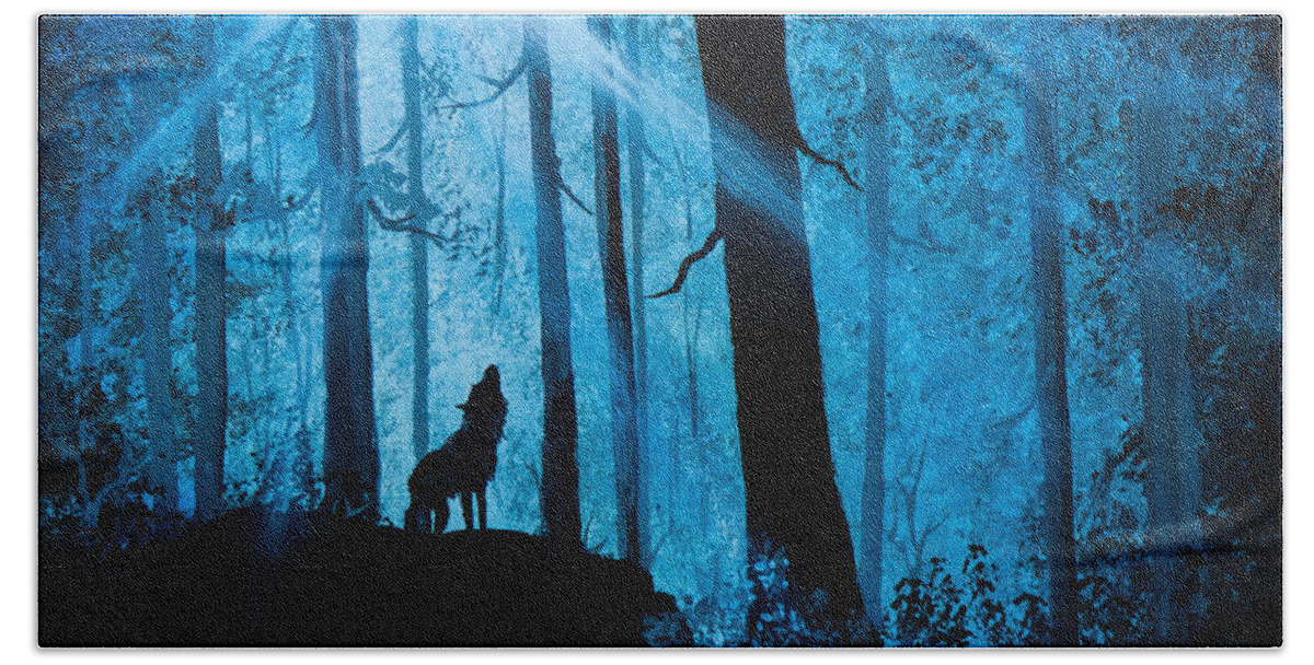 Landscape Beach Towel featuring the painting Moonlight Serenade by Chris Steele