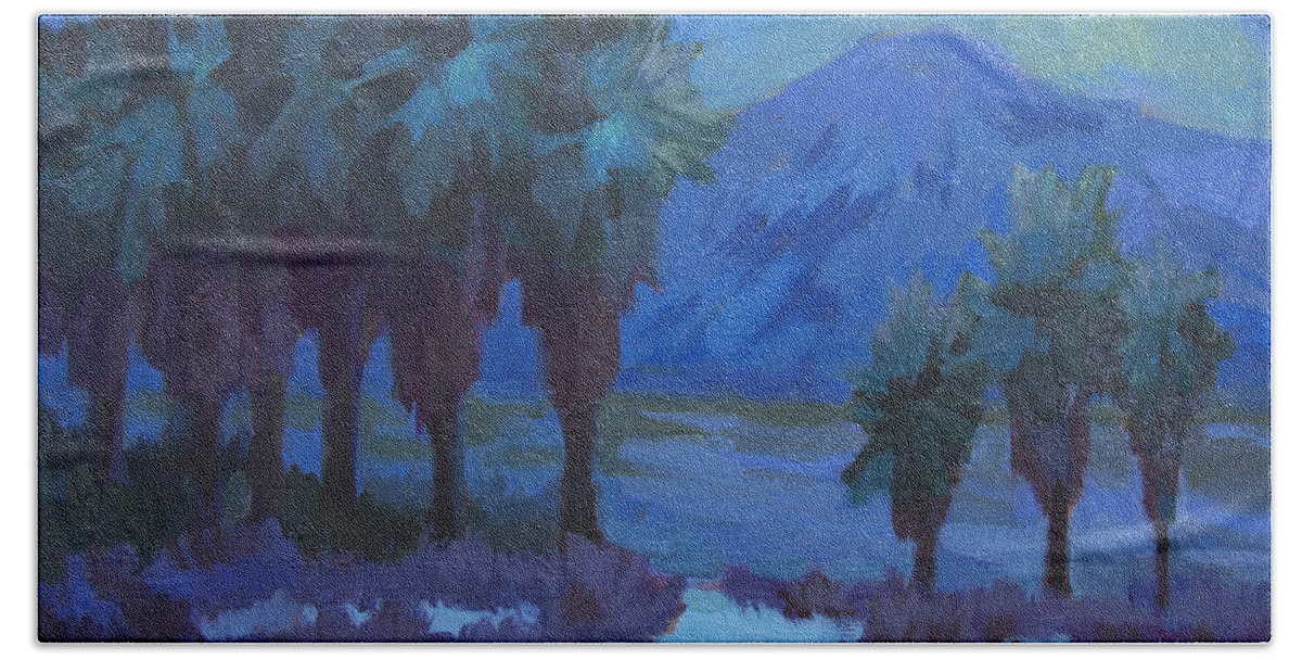 Moonlight Beach Towel featuring the painting Moonlight Thousand Palms by Diane McClary