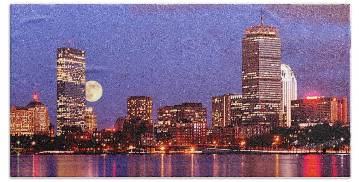Boston Strong Beach Sheet featuring the photograph Moonlit Boston on the Charles by Mitchell R Grosky