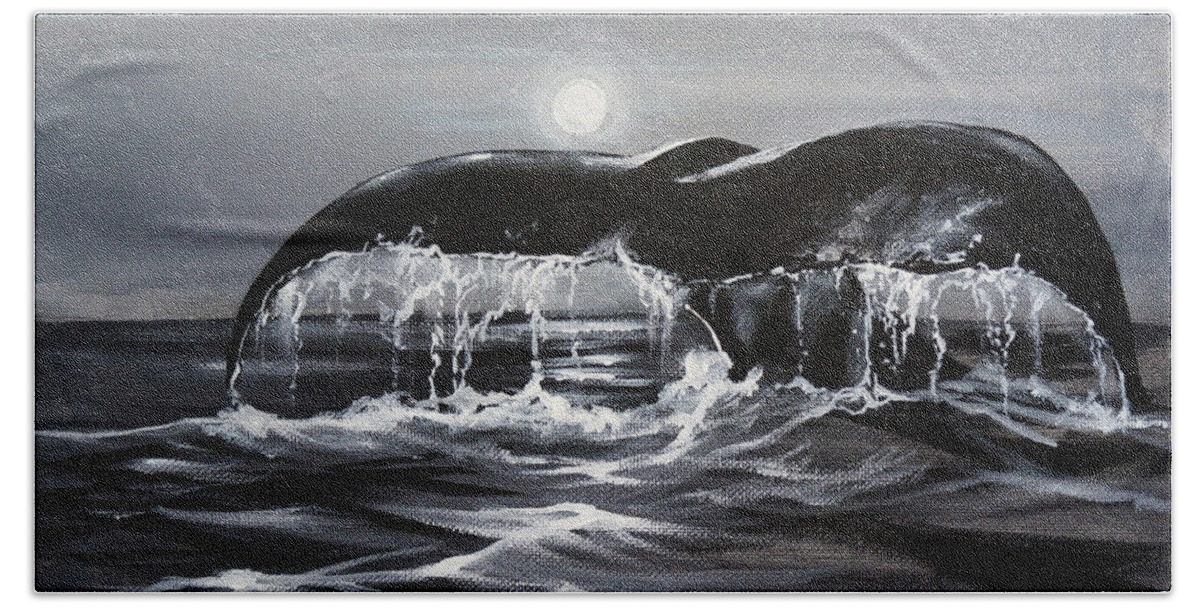 Moonlit Beach Towel featuring the painting Moonlit Voyage by Marco Aguilar