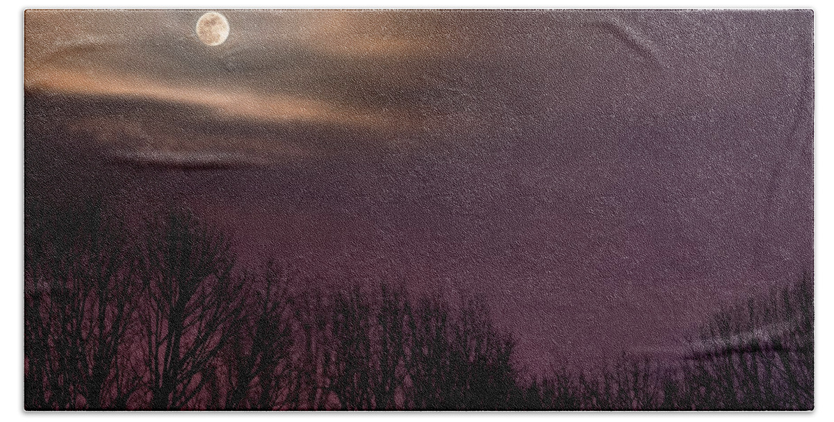 2008 Beach Towel featuring the photograph Moonrise over Weldon Springs by Robert Charity