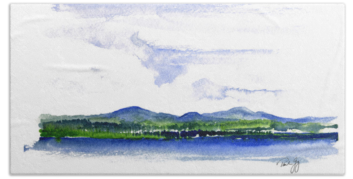 Moosehead Lake Beach Towel featuring the painting Moosehead Lake by Paul Gaj