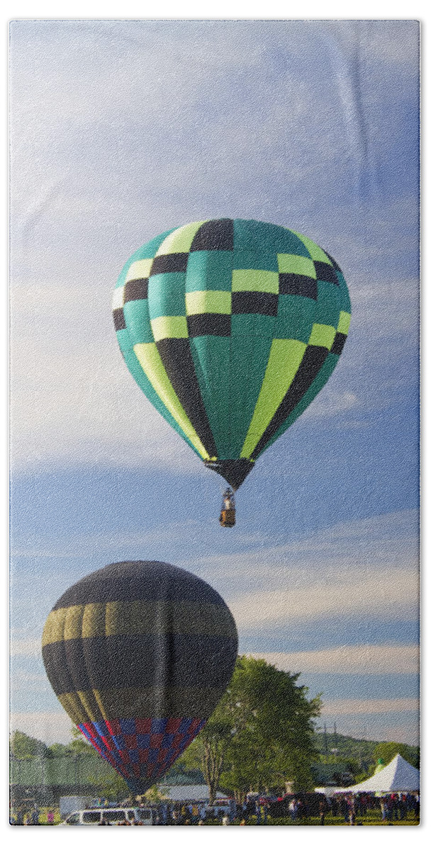 Hot Air Balloons Beach Towel featuring the photograph Morning Flight by Kathy Clark