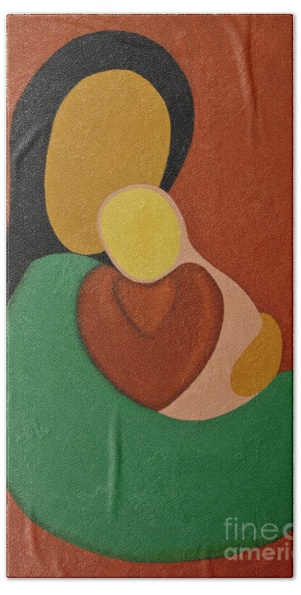 Mother Beach Towel featuring the painting Mother And Daughter by James Lavott