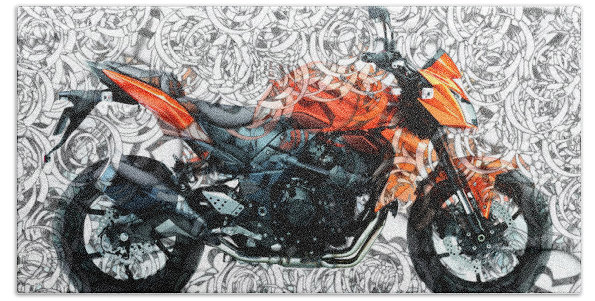 Moto Beach Towel featuring the digital art Moto Art s01-01a by Variance Collections