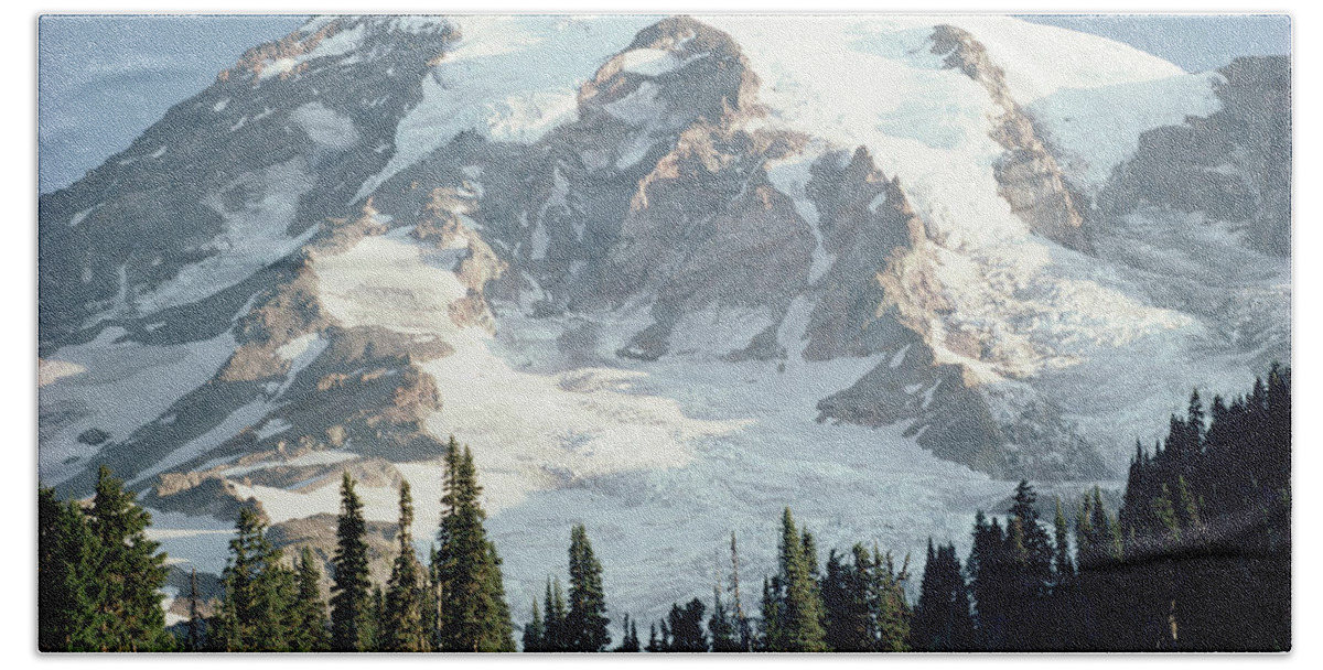 00171282 Beach Towel featuring the photograph Mount Rainier Peak by Tim Fitzharris