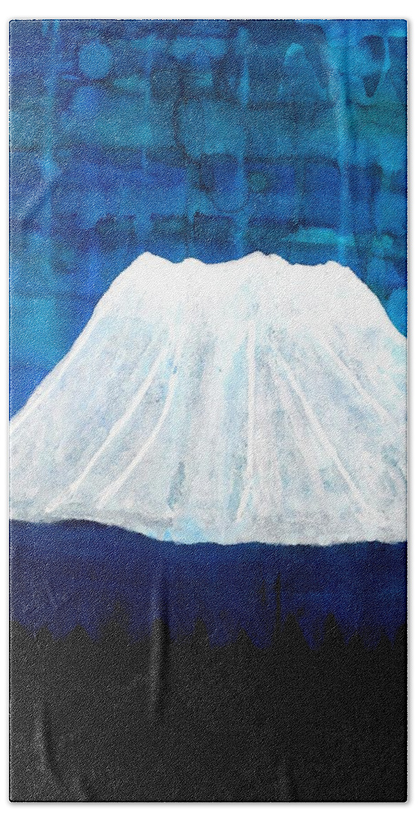 Mountain Beach Towel featuring the painting Mount Shasta original painting by Sol Luckman