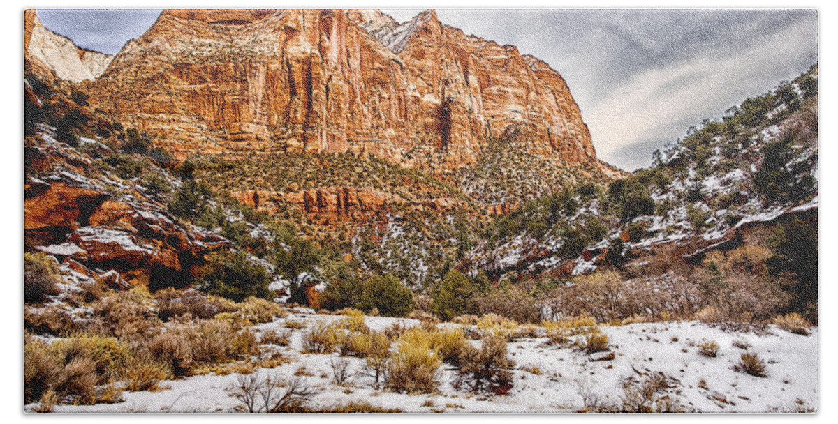 Landscape Beach Towel featuring the photograph Mountain in Winter by Christopher Holmes