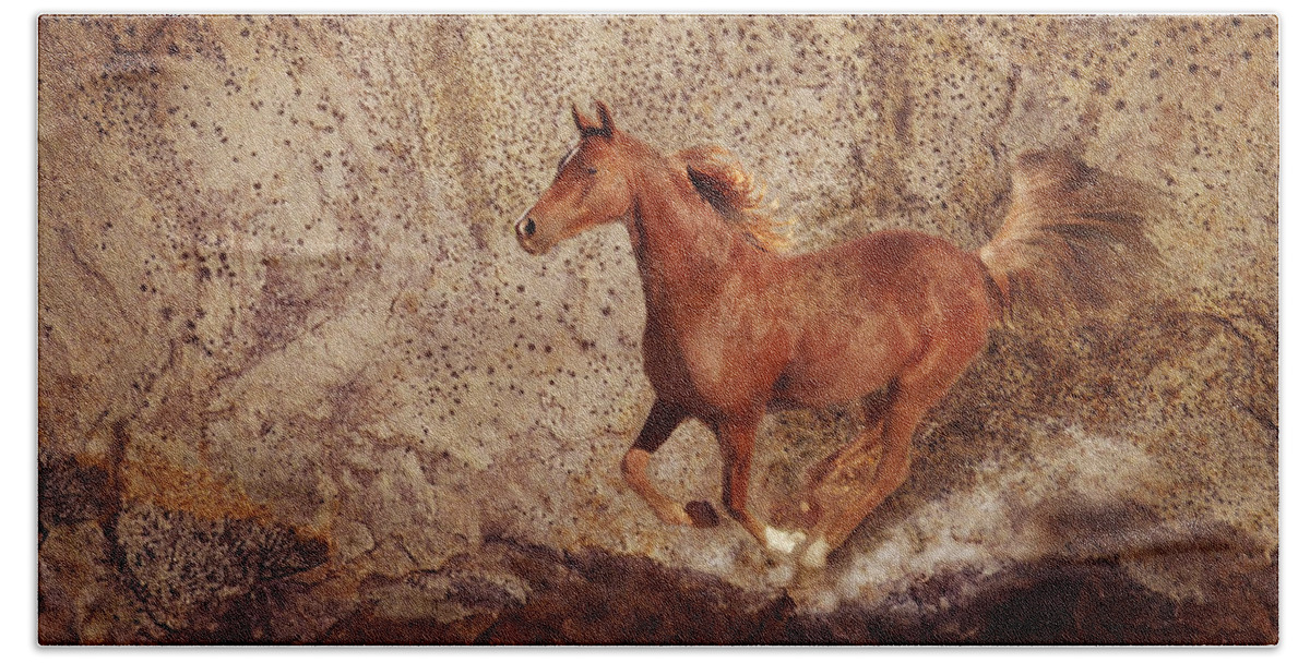 Stone Horse Art Beach Towel featuring the photograph Movin' On by Melinda Hughes-Berland