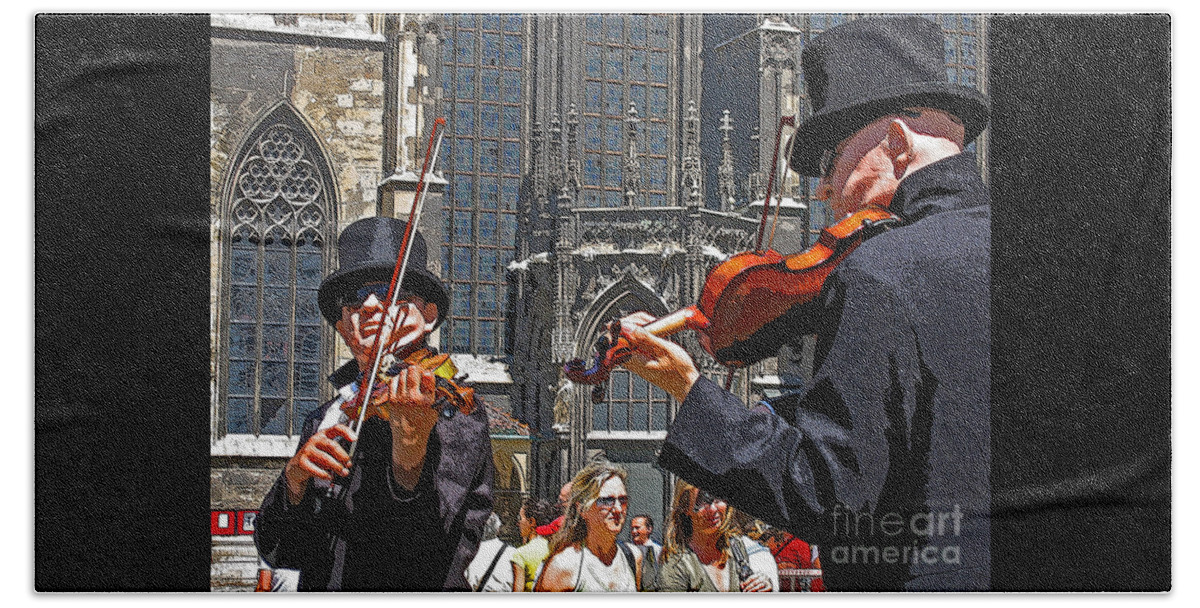 Buskers Beach Towel featuring the photograph Mozart in Masquerade by Ann Horn