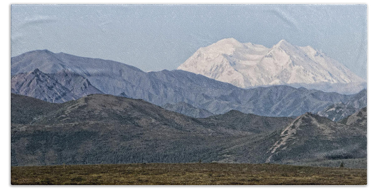 Mt. Mckinley Beach Towel featuring the photograph Mt. McKinley aka Denali by Phyllis Taylor