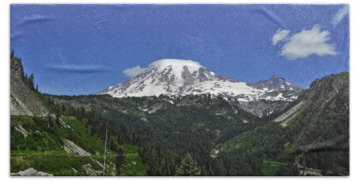 Valley Beach Towel featuring the photograph Mt Rainier Between the Valley by Tikvah's Hope