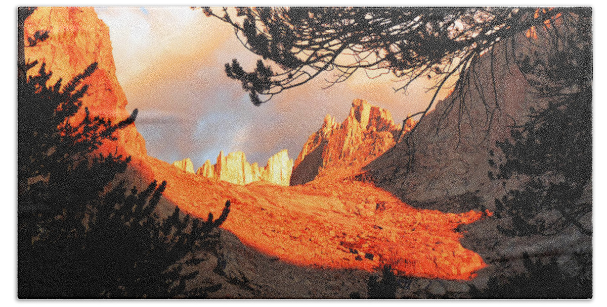 Mt. Beach Towel featuring the photograph Mt. Whitney Sunrise by Alan Socolik