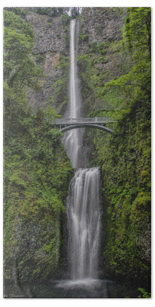 Waterfall Beach Towel featuring the photograph Multnomah Falls by Erika Fawcett