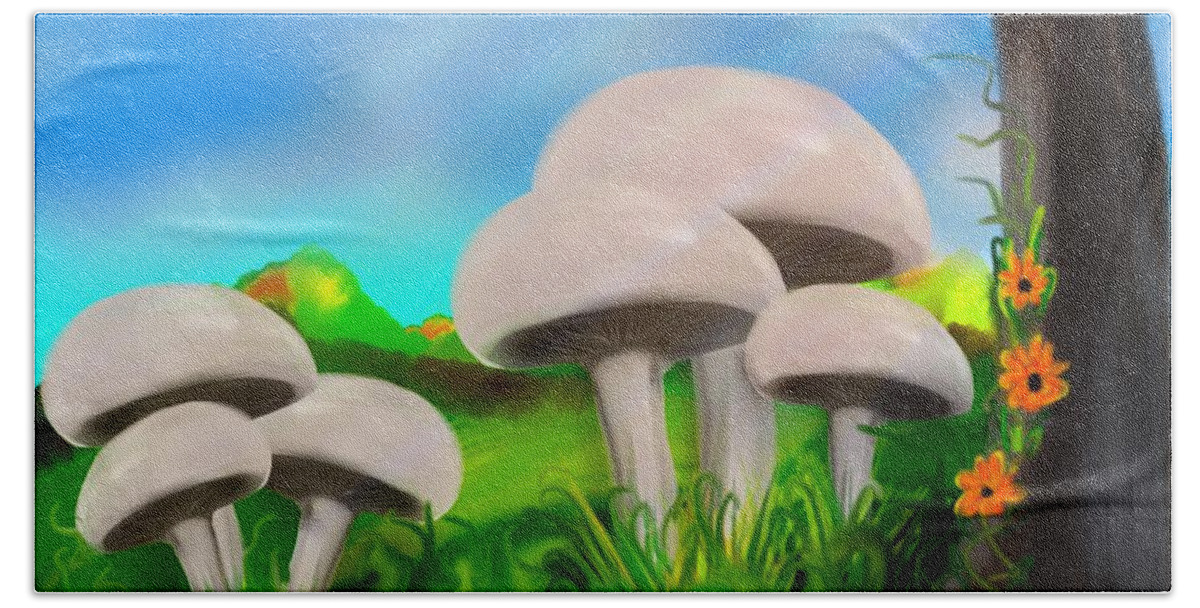 Mushroom Beach Towel featuring the digital art Mushroom Land by Christine Fournier