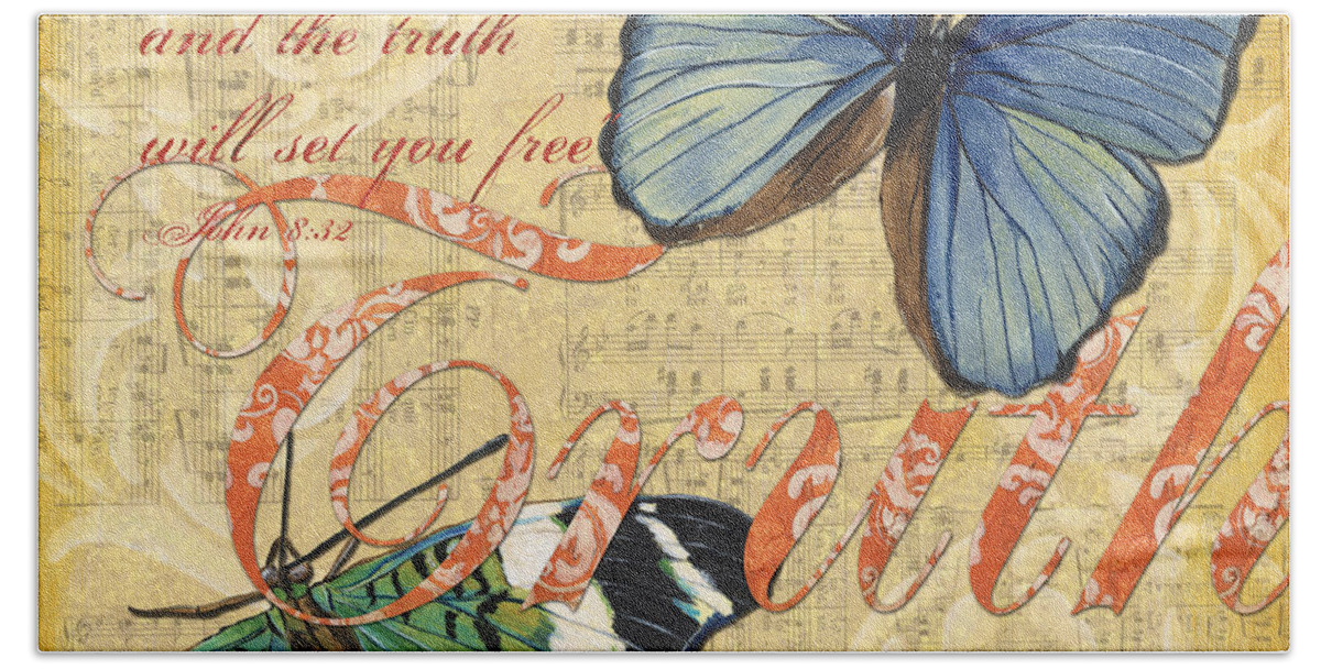 Butterfly Beach Towel featuring the painting Musical Butterflies 3 by Debbie DeWitt