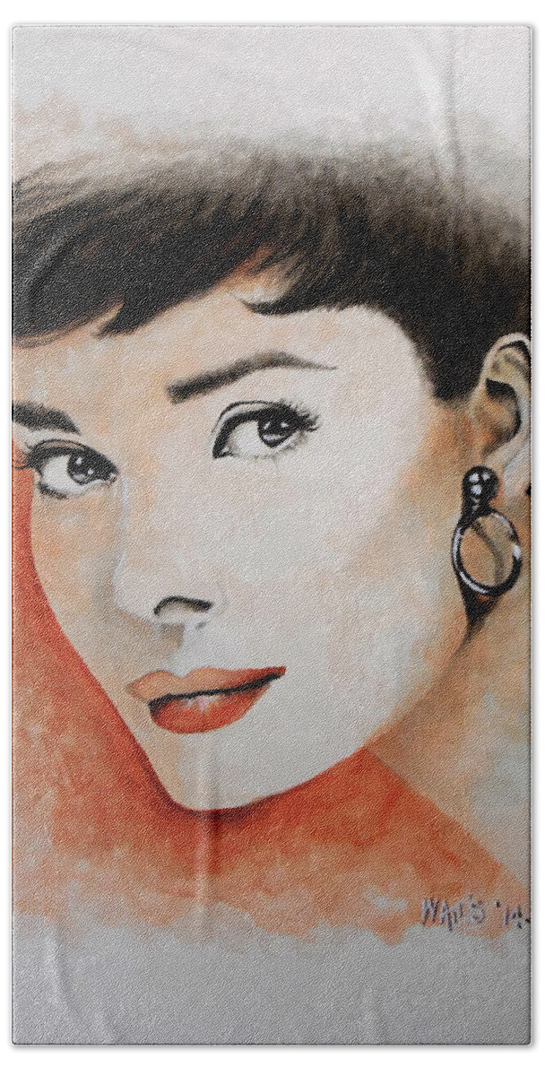 Hepburn Beach Towel featuring the painting My Fair Lady - Audrey Hepburn by William Walts