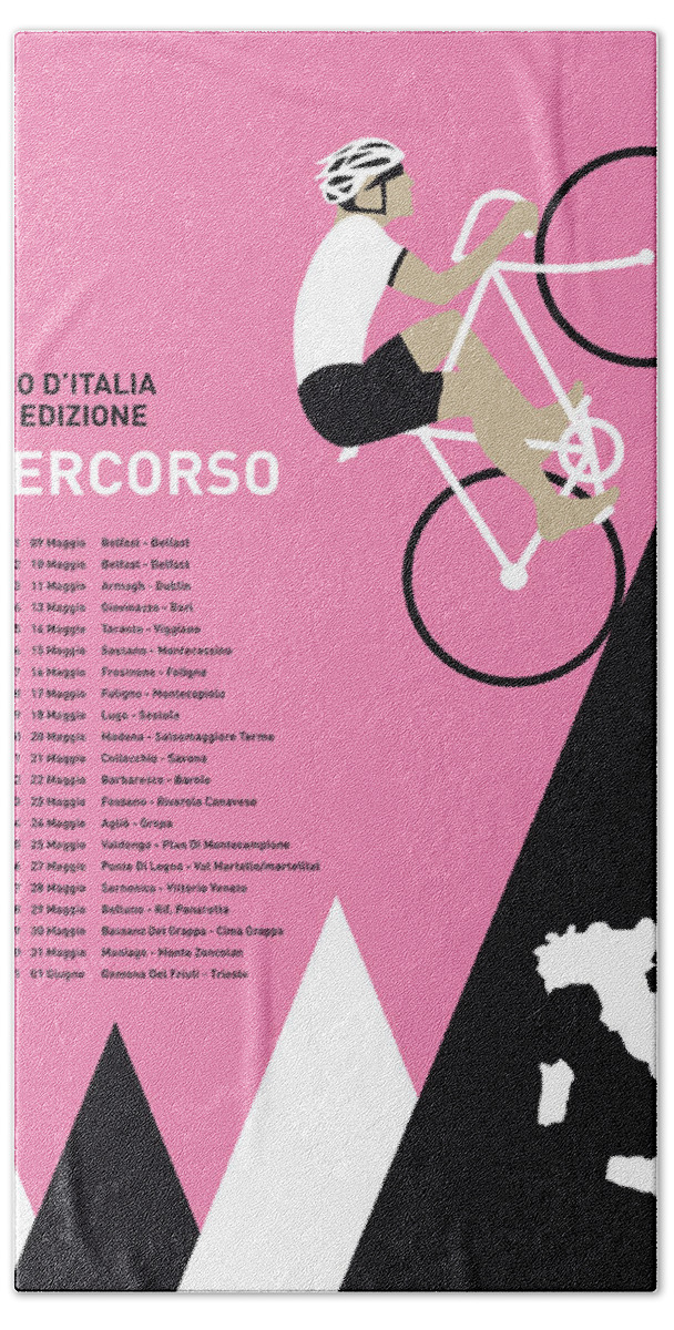2014 Beach Towel featuring the digital art My Giro D Italia Minimal Poster 2014-percoso by Chungkong Art
