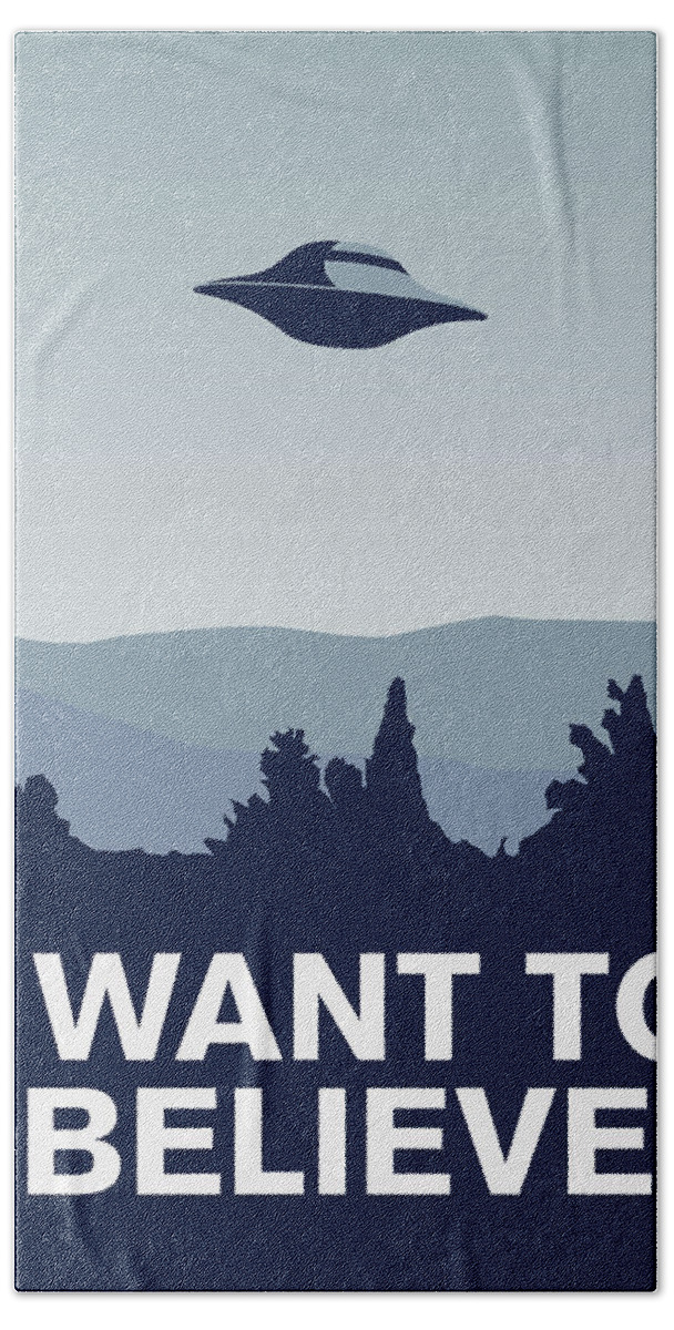 Classic Beach Towel featuring the digital art My I want to believe minimal poster-xfiles by Chungkong Art