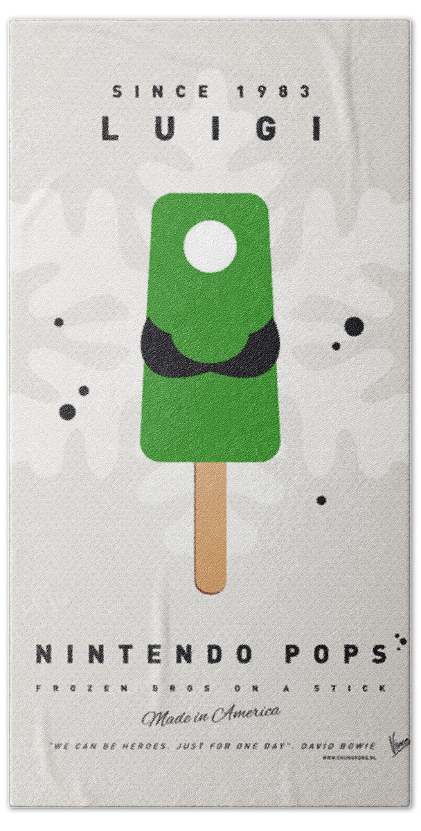 1 Up Beach Towel featuring the digital art My NINTENDO ICE POP - Luigi by Chungkong Art