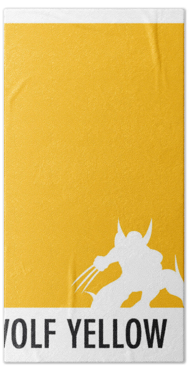 Superhero 05 Wolf Yellow Beach Towel featuring the digital art My Superhero 05 Wolf Yellow Minimal poster by Chungkong Art