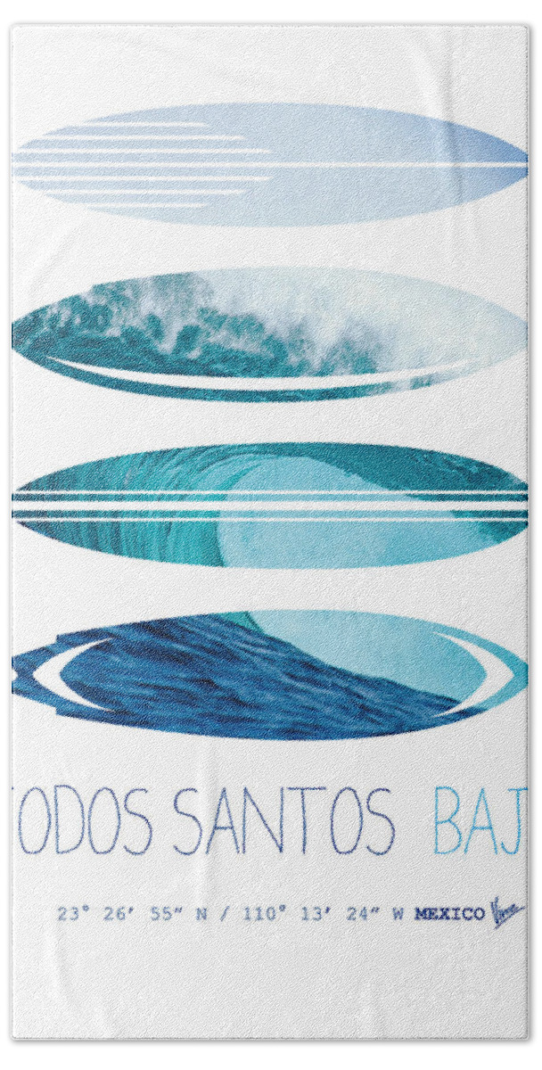 Mexico Beach Towel featuring the digital art My Surfspots poster-6-Todos-Santos-Baja by Chungkong Art