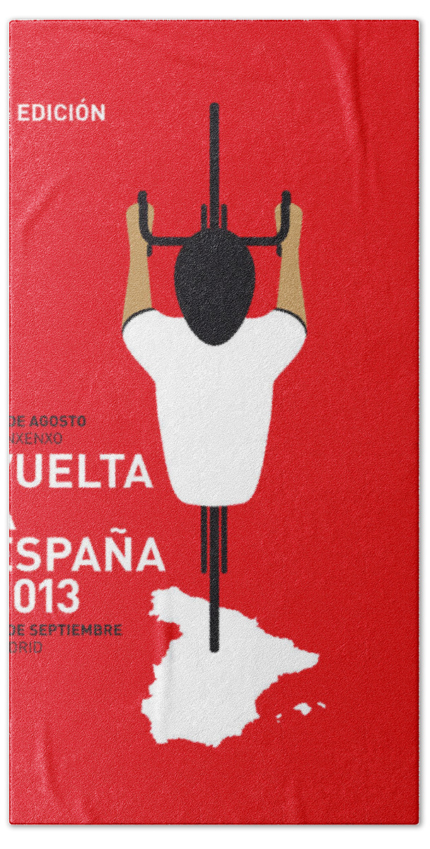 2013 Beach Towel featuring the digital art My Vuelta A Espana Minimal Poster - 2013 by Chungkong Art