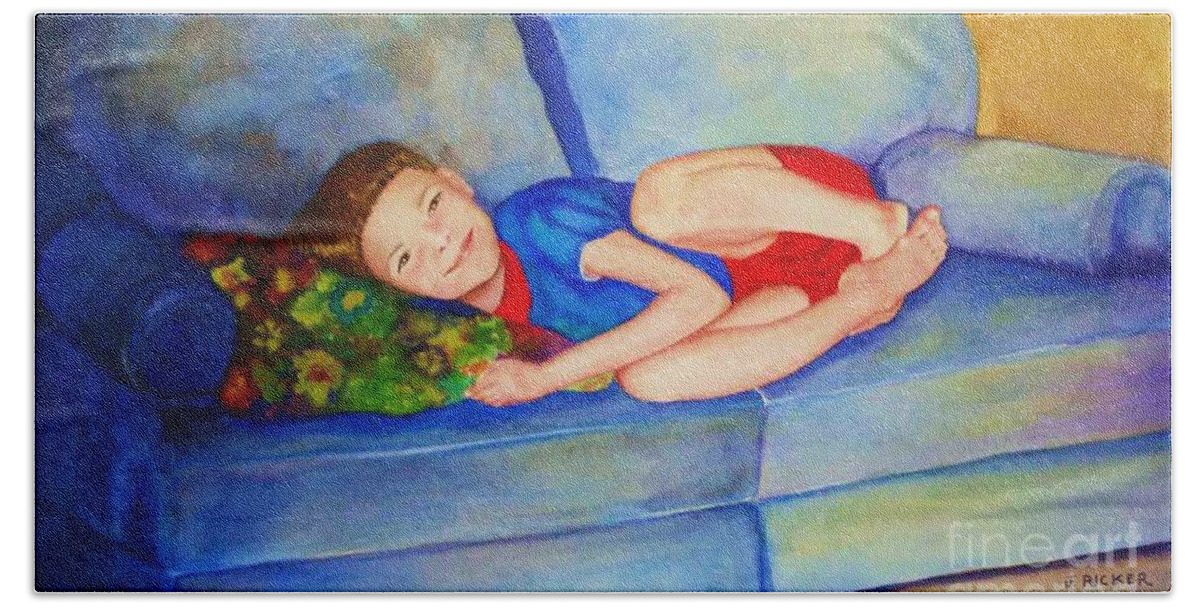 Nap Time Beach Sheet featuring the painting Nap Time by Jane Ricker