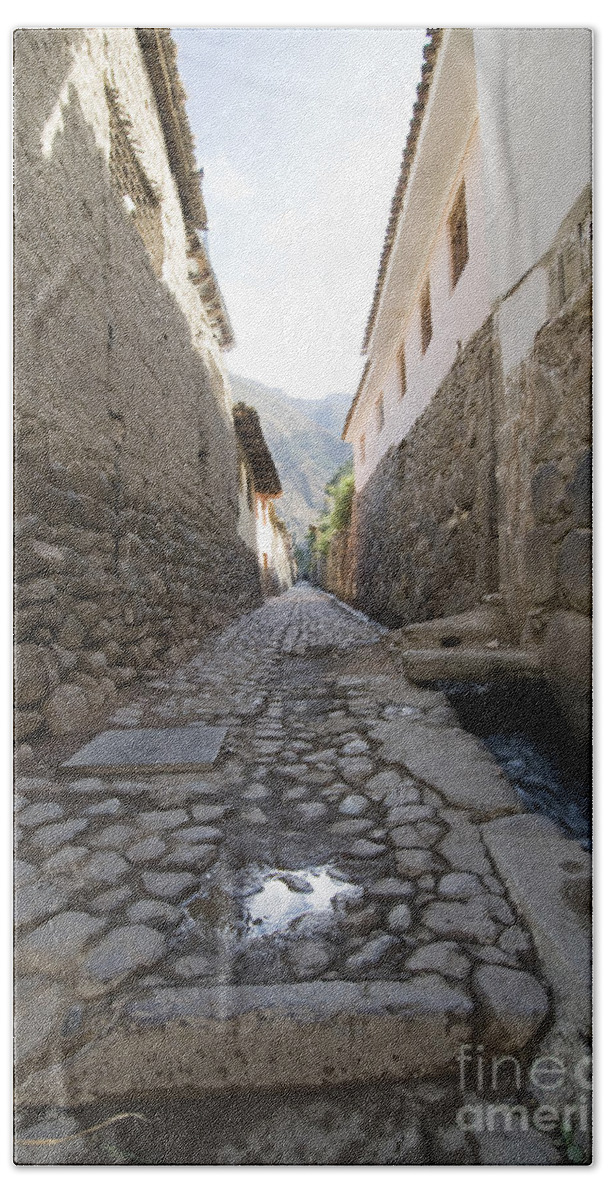 South America Beach Towel featuring the photograph Narrow Street In Ollantaytambo, Peru by William H. Mullins