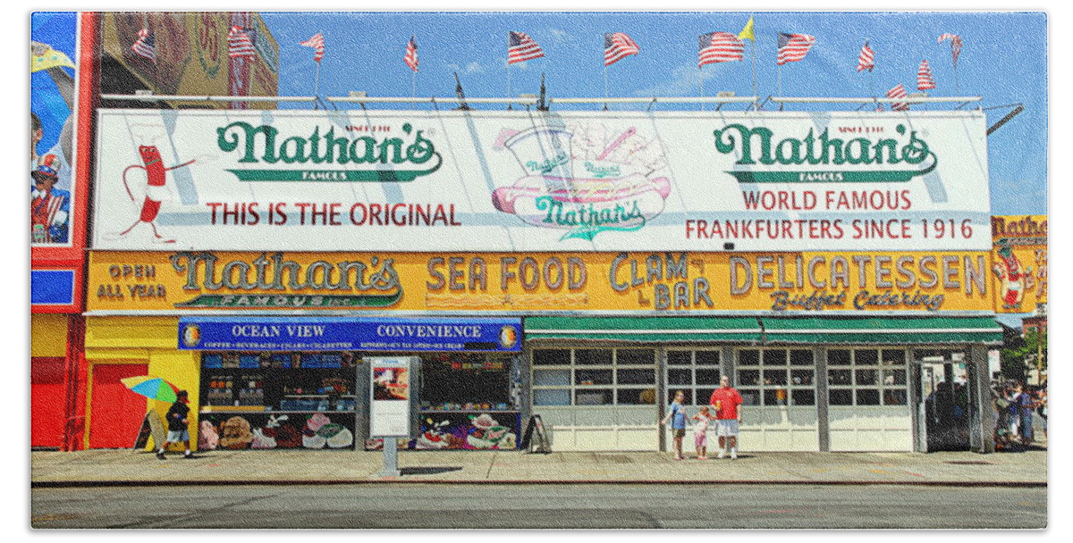 Dogs Beach Sheet featuring the photograph Nathan's Coney Island by Valentino Visentini