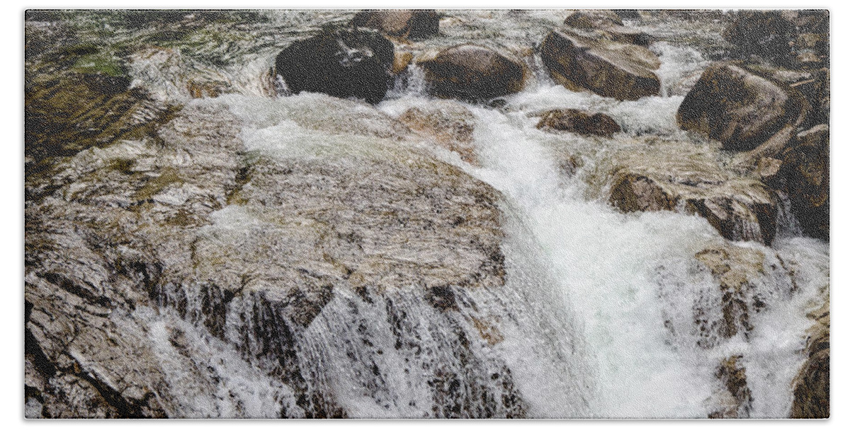 Running Water Beach Towel featuring the photograph Backroad Waterfall by Roxy Hurtubise