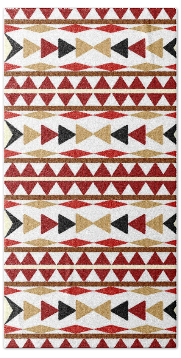 Navajo Pattern Beach Towel featuring the mixed media Navajo White Pattern by Christina Rollo