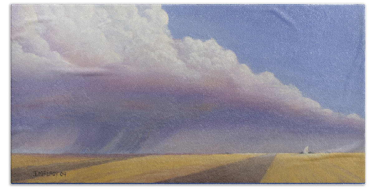 Landscape Beach Towel featuring the painting Nebraska Vista by Jerry McElroy