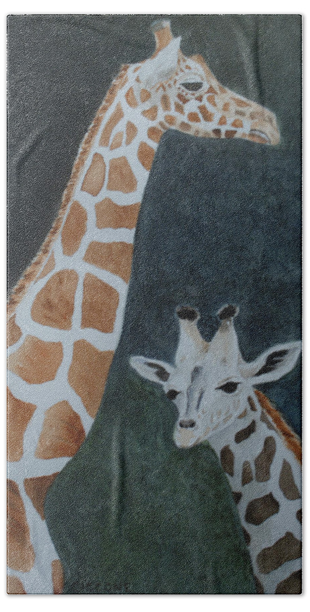 Zoo Beach Sheet featuring the painting Neck and Neck by Jill Ciccone Pike