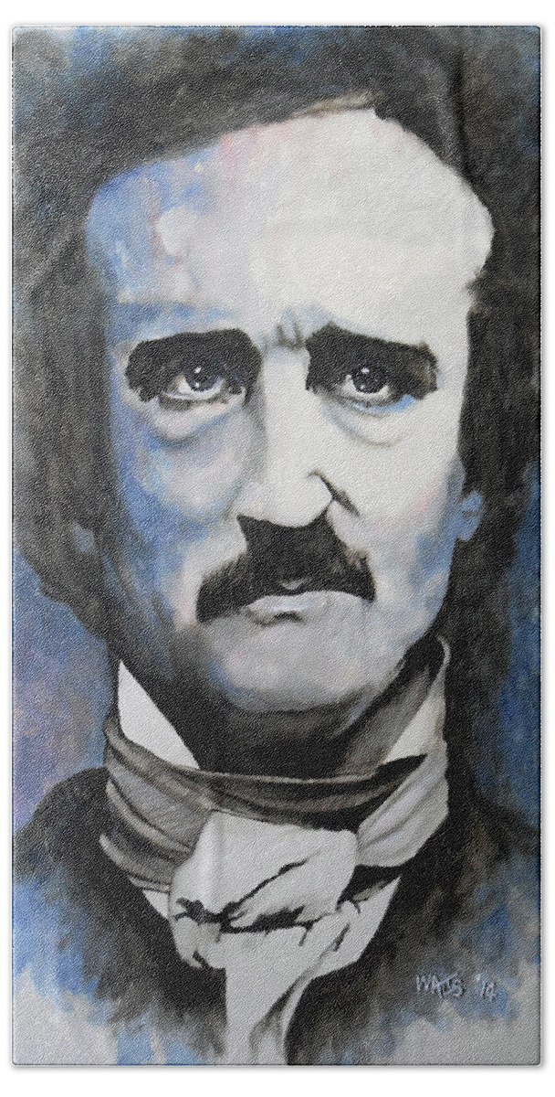 Celebrity Beach Towel featuring the painting Never More - Poe by William Walts