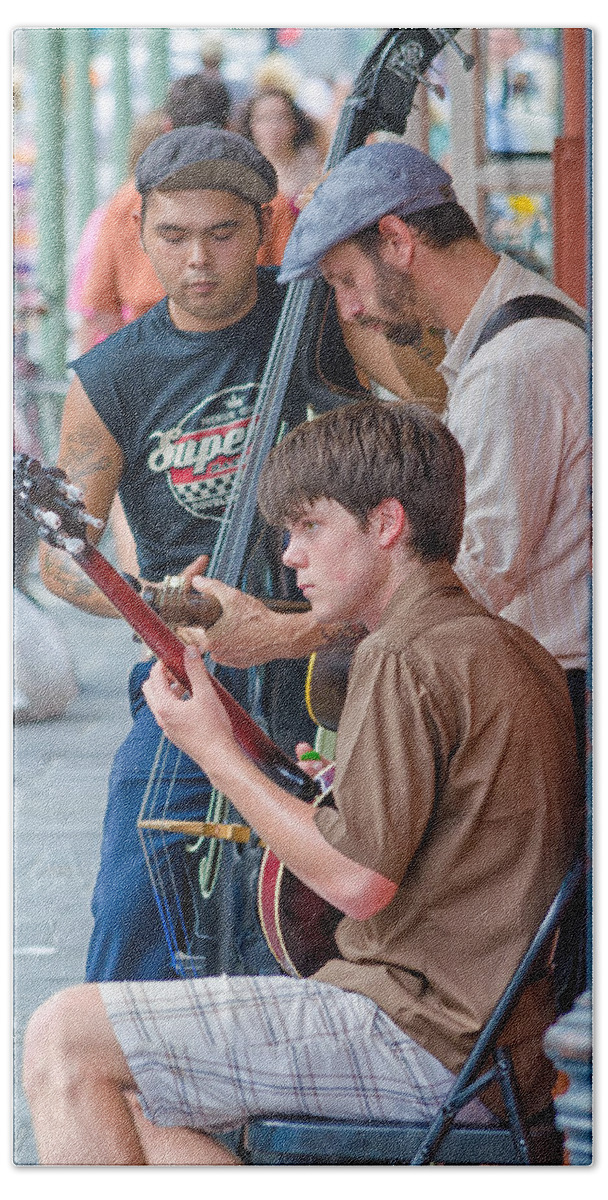 Bass Beach Towel featuring the photograph New Orleans Street Trio by Jim Shackett