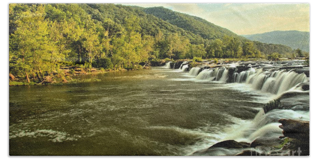 West Virginia Waterfalls Beach Towel featuring the photograph New River Landscape by Adam Jewell