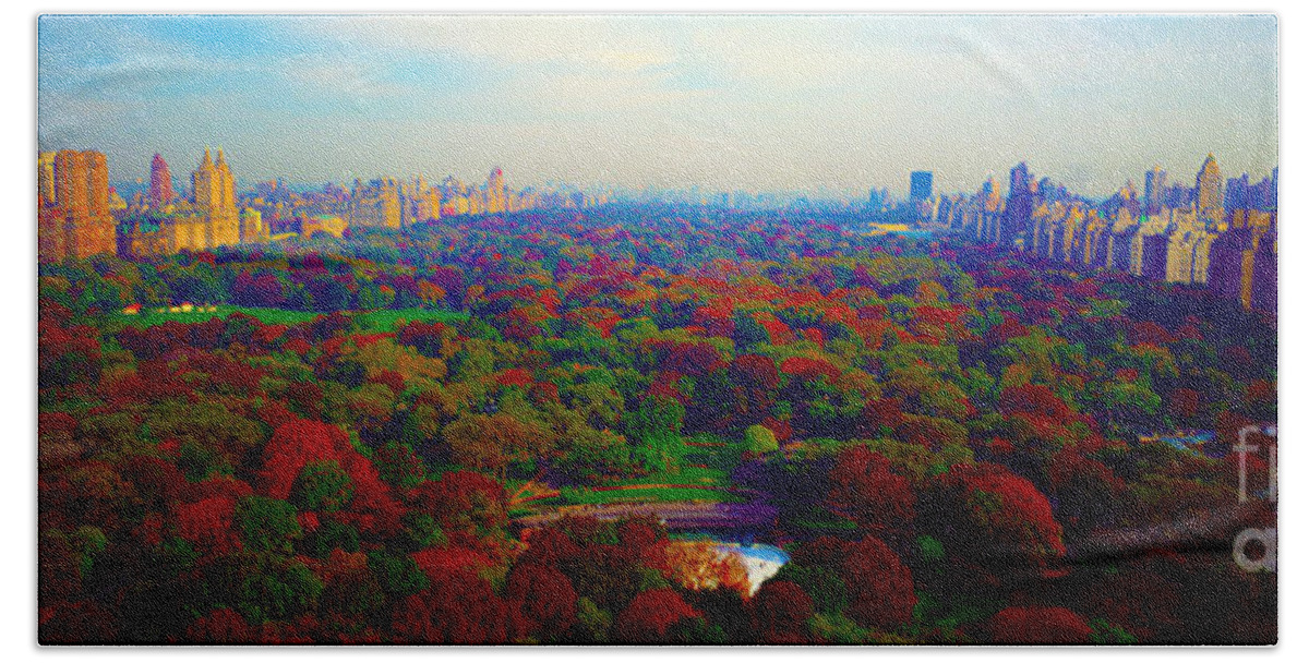 New Beach Towel featuring the photograph New York City Central Park South by Tom Jelen