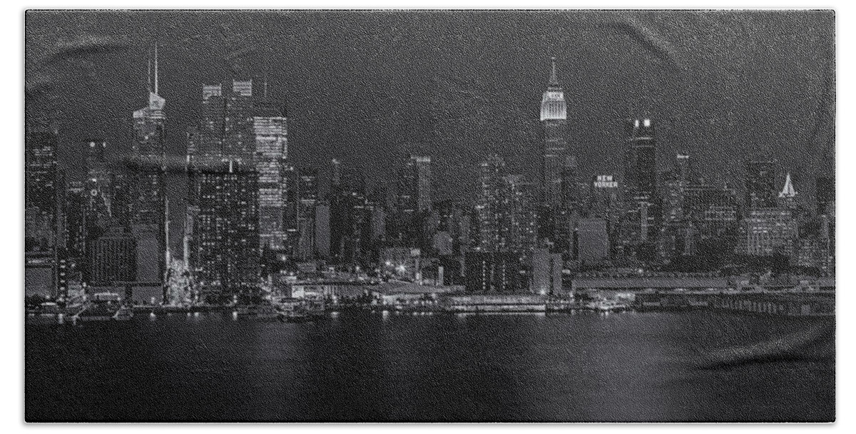 Esb Beach Towel featuring the photograph New York City Night Lights by Susan Candelario