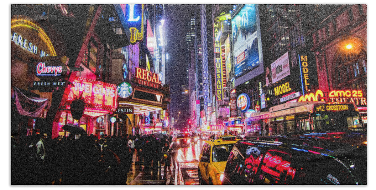 Night Beach Towel featuring the photograph New York City Night by Nicklas Gustafsson