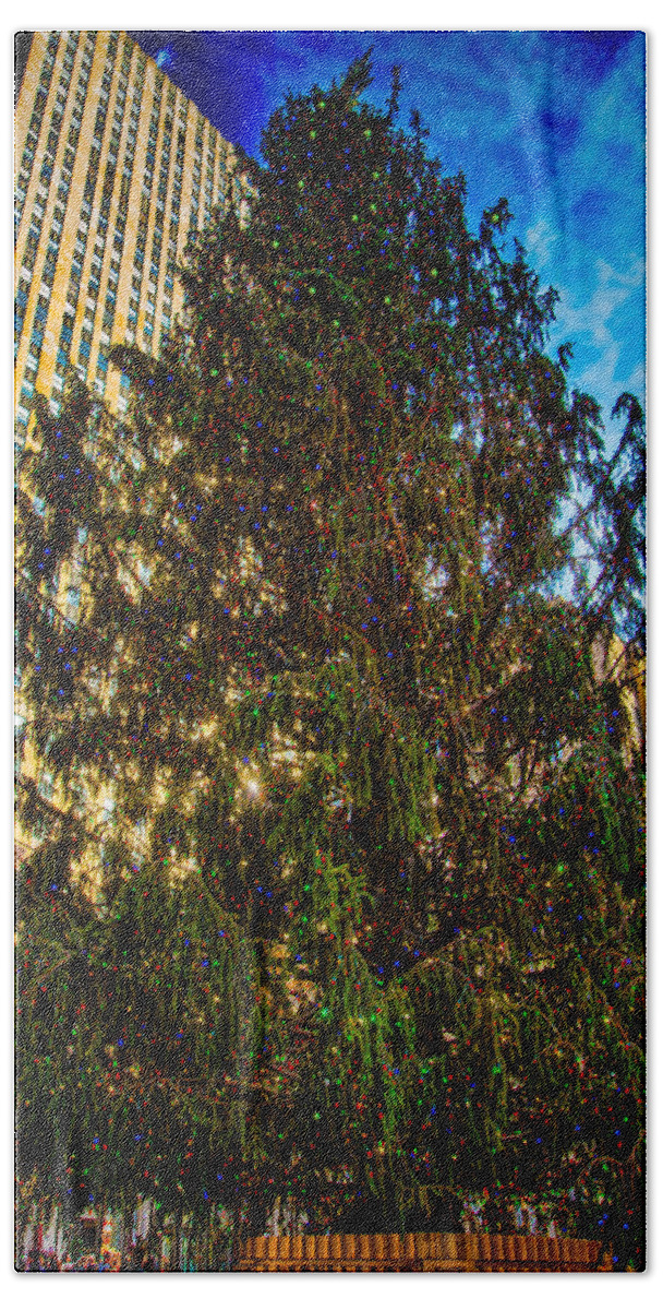 Holiday Beach Towel featuring the photograph New York's Holiday Tree by Chris Lord