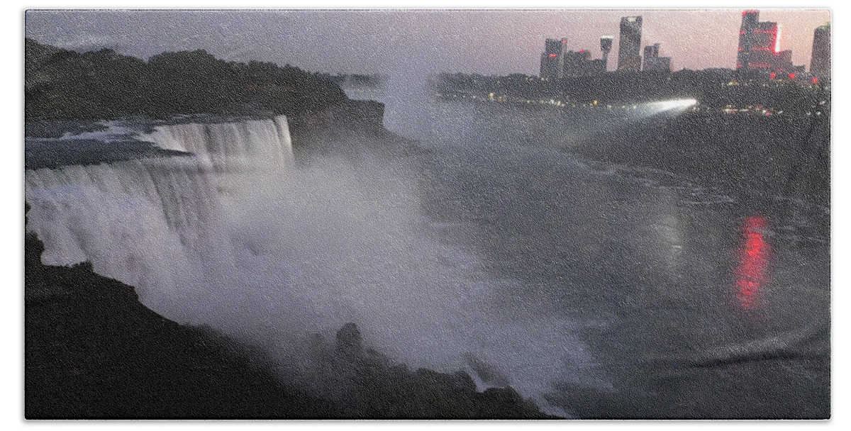 Waterfall Beach Towel featuring the photograph Niagara at Dusk by Lizi Beard-Ward