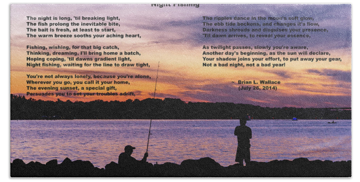 Night Fishing - Poem Beach Sheet