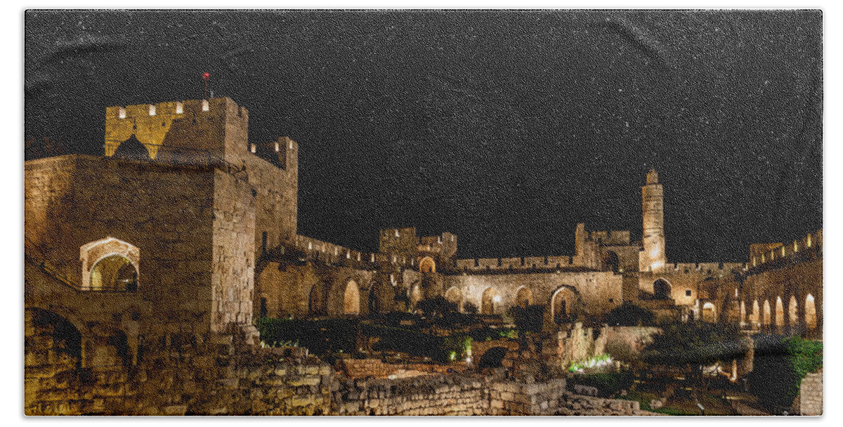 Israel Beach Towel featuring the photograph Night in the Old City by Alexey Stiop