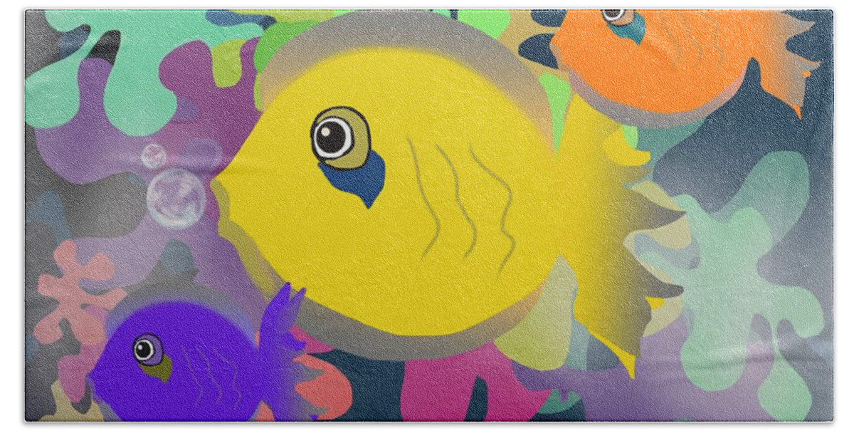 Tropical Fish Beach Sheet featuring the digital art Night swimming by Christine Fournier