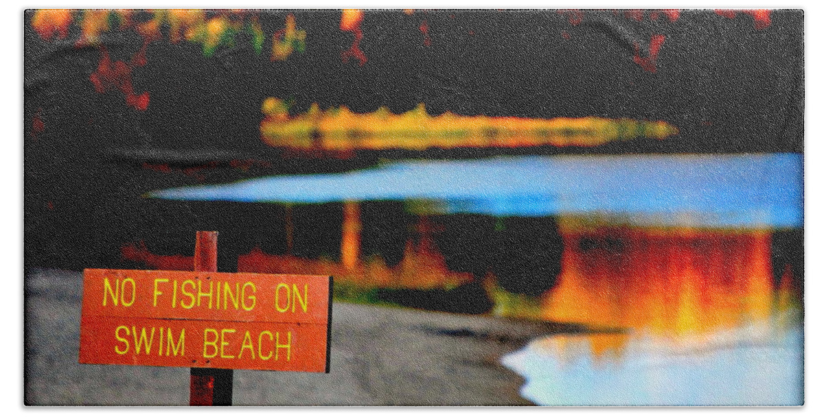 Lake Beach Towel featuring the photograph No Fishing III by Kathy Sampson