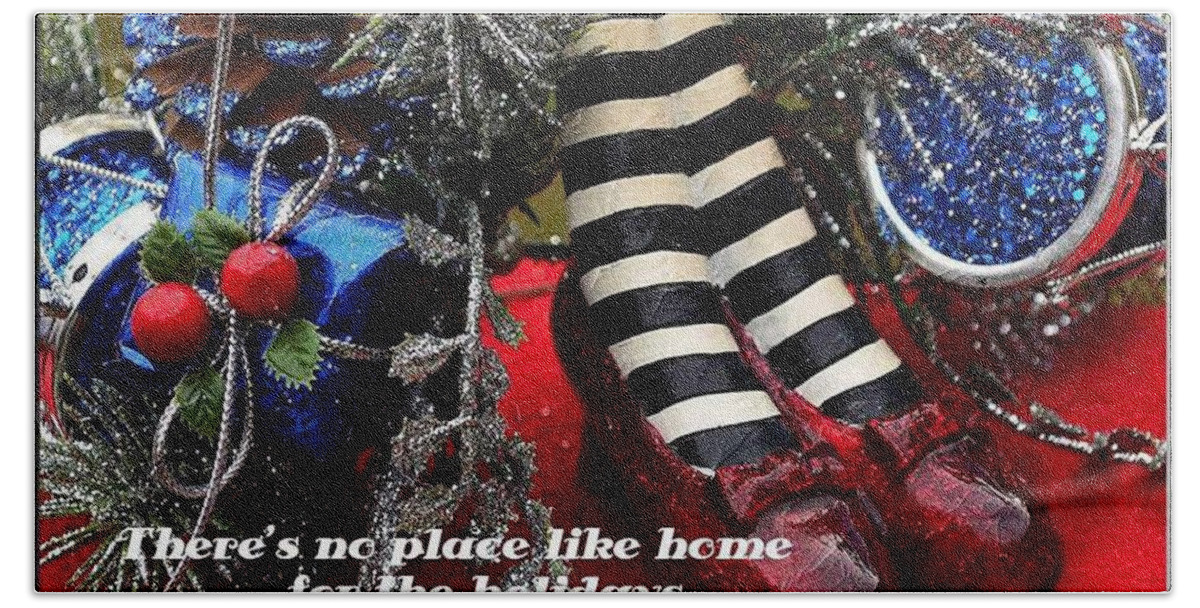 Christmas Card Beach Towel featuring the photograph No Place Like Home for the Holidays by Judy Genovese